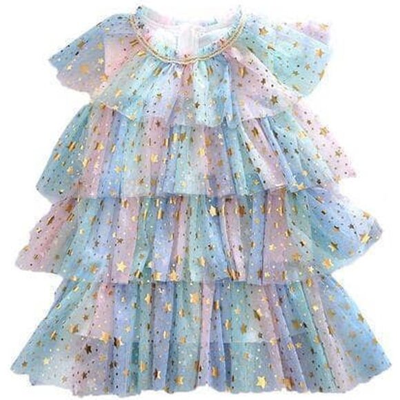 Lola and the boys size 4 Pastel Rainbow star Dress - Picture 1 of 6